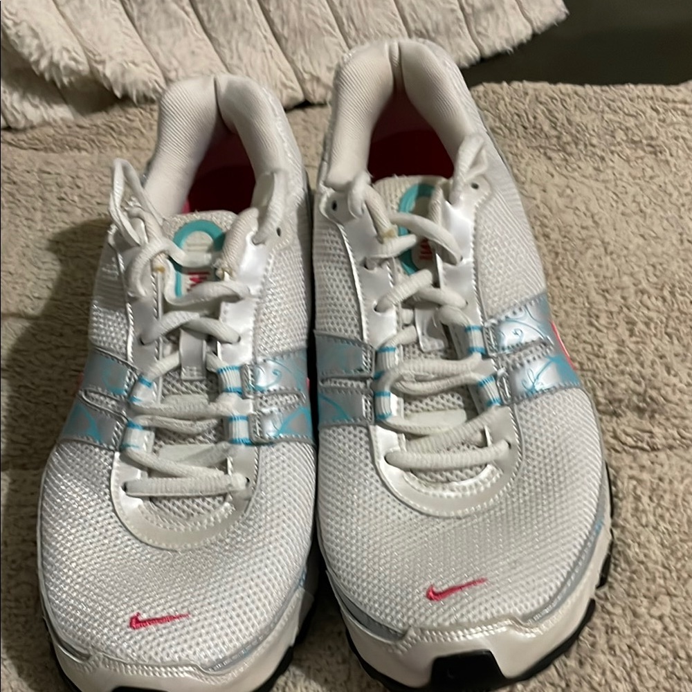 Women's Nike Shox White and Blue Athletic Shoes